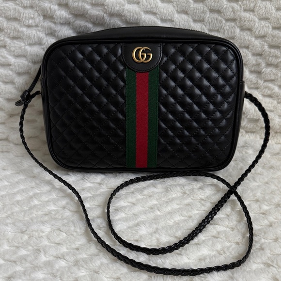 Gucci Calfskin Leather Web Trapuntata Small GG Quilted Handbag-Authentic-EUC - Picture 1 of 16
